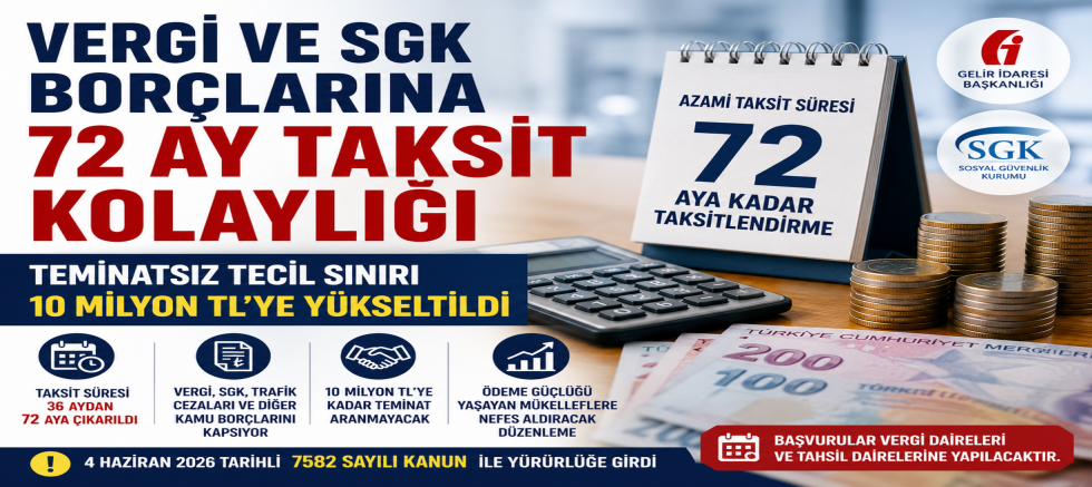 Vergi ve SGK Borçlarına 72 Ay Taksit Kolaylığı